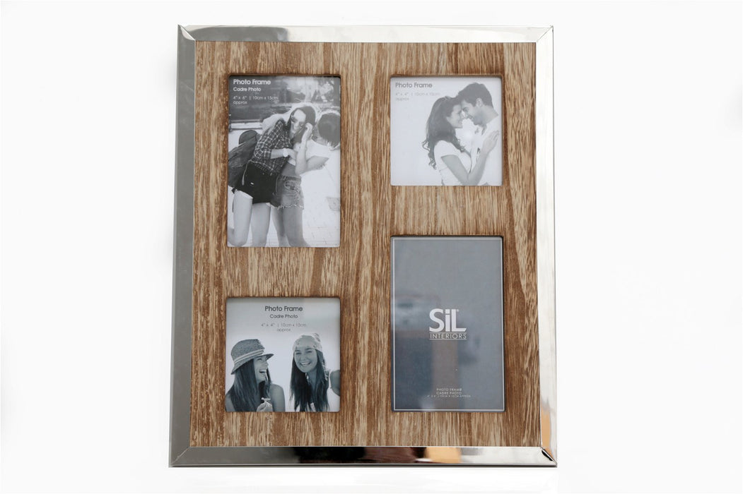 Silver & Wooden Multi Photo Frame - Kozeenest