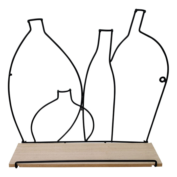 Wire Bottle Design Shelf with 4 Hooks - Kozeenest