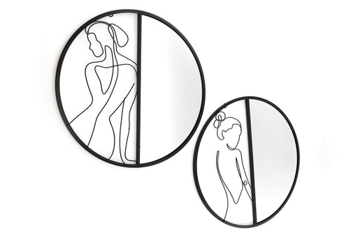 Set of 2 Black Metal Silhouette Wire Deco & Mirror - Kozeenest