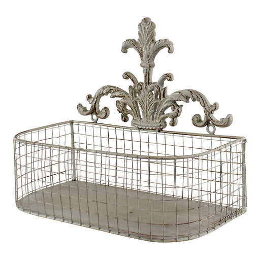 Set Of 2 Metal Wall Baskets In Cream - Kozeenest