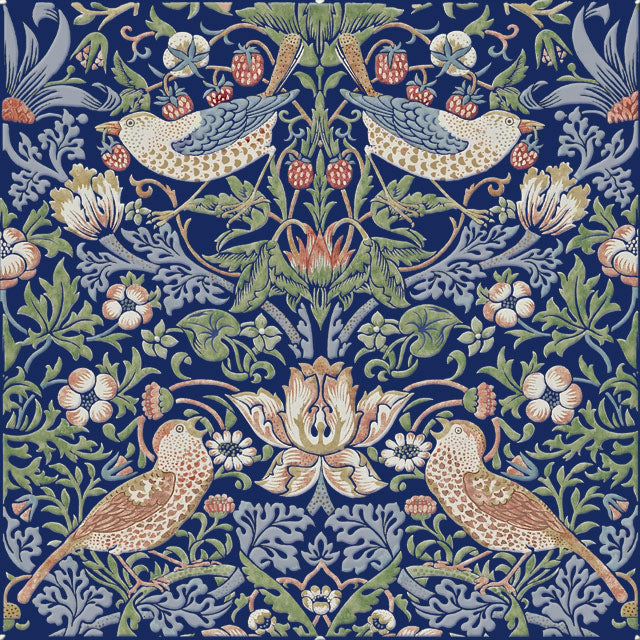 William Morris Strawberry Thief Blue - 100% Pure Silk Scarf-6